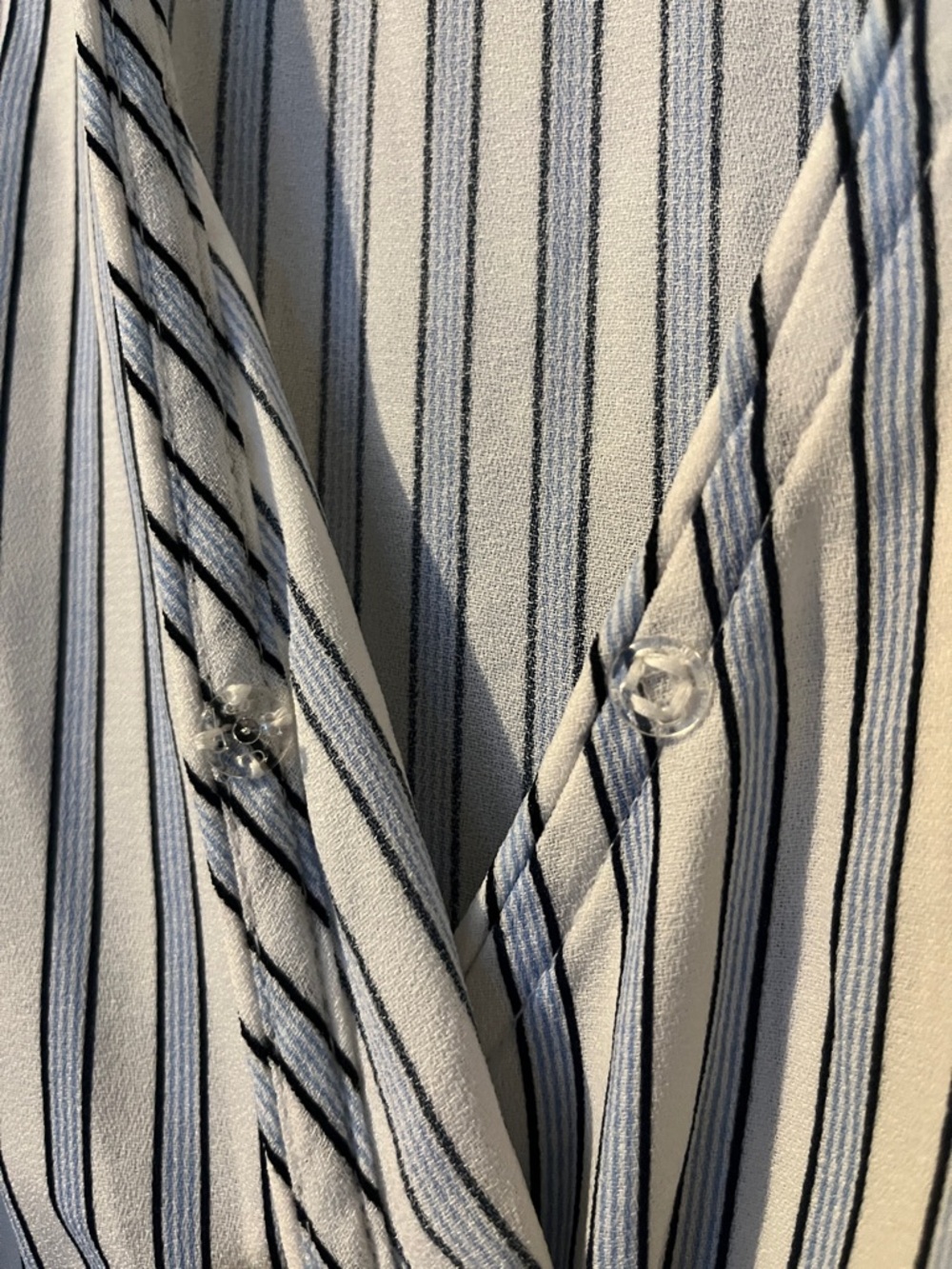 Time and Tru Blue and White Striped Long Sleeve Wrap Dress - Picture 5 of 11